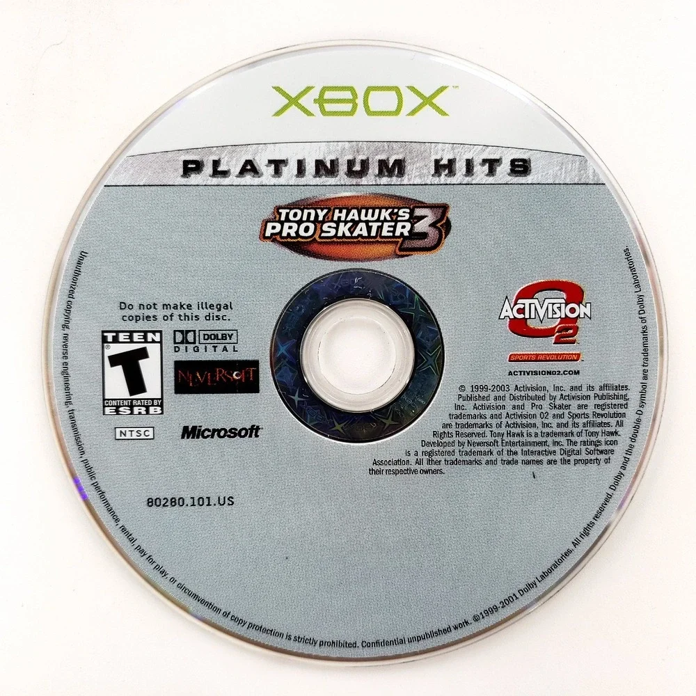 Tony Hawk's Pro Skater 3 Microsoft Xbox Complete w/ Reg Card Broken Case Tested